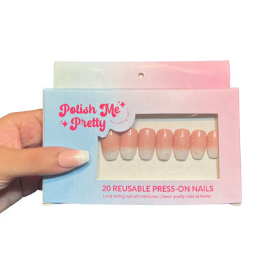 Polish Me Pretty Reusable Nails - Glitter Ombre Coffin Short